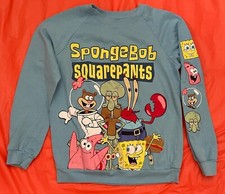 Nickelodeon 2021 Spongebob Squarepants Characters Blue Crewneck Sweatshirt XS