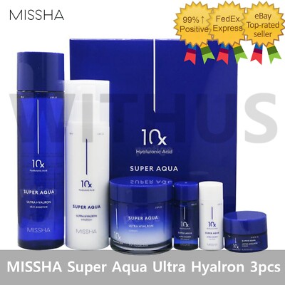 MISSHA Super Aqua Ultra Hyalron 3pcs Set Essence Emulsion Cream