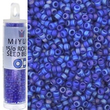 Miyuki Round Rocaille Seed Beads Size 15/0 8.2 Gram Tube Matte Cobalt AB