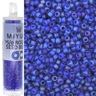 Miyuki Round Rocaille Seed Beads Size 15/0 8.2 Gram Tube Matte Cobalt AB
