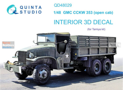 QTSQD48029 1:48 Quinta Studio Interior 3D Decal - GMC CCKW 353 (open cab) (TAM