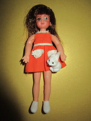 B-169) ALTE VINTAGE BARBIE TUTTI CHRIS MATTEL 1965 ORIGINAL KLEID+SCHUHE+HÄSCHEN