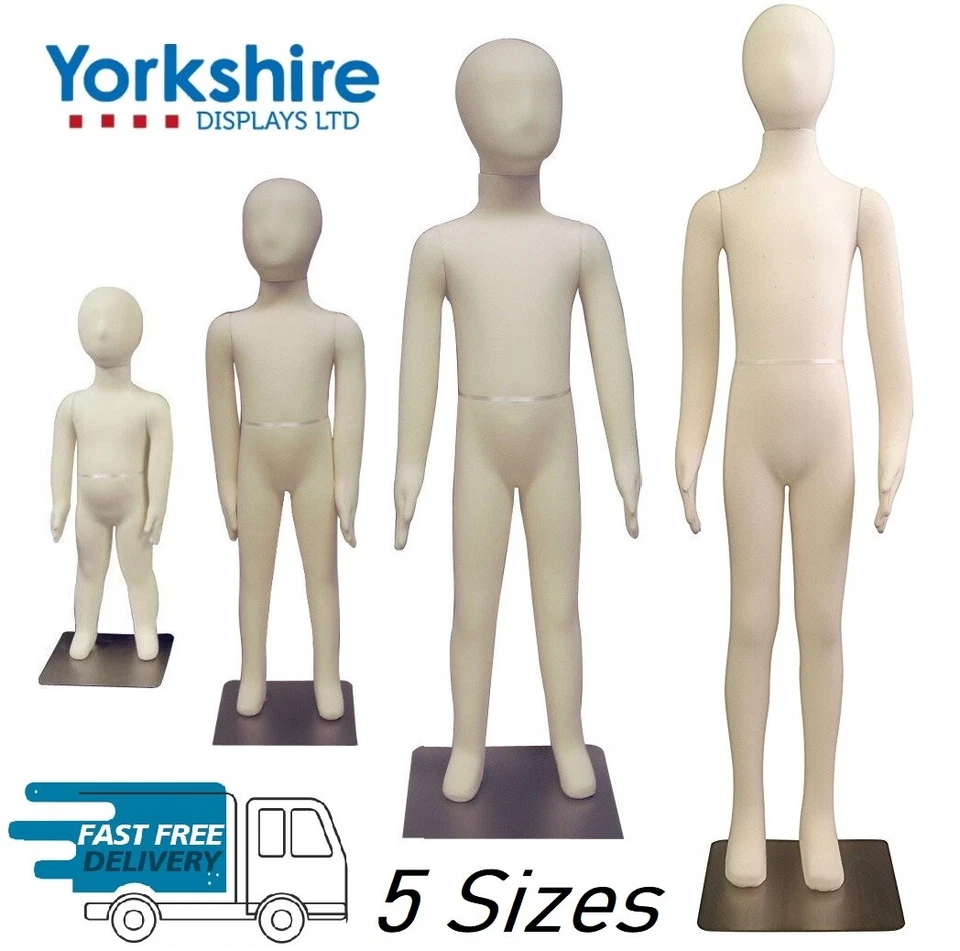 YORKSHIRE DISPLAYS LIMITED Kids Bendy Flexible Mannequin Childrens Soft Childs Pinable Dummy Form Full Body