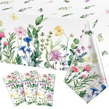 Floral Tablecloth Wild Flower Table Cloth Spring Summer Waterproof