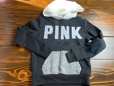 Victoria's Secret Pink Sweater, Women's Size XS Black White Pullover Hoodie