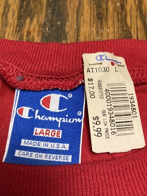 Vintage CHAMPION T-shirt Large 100% Combed Cotton Logo USA Made