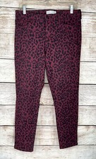 Social Standard by Sanctuary Womens 8 Ankle Skinny Jeans Red Black Leopard Print