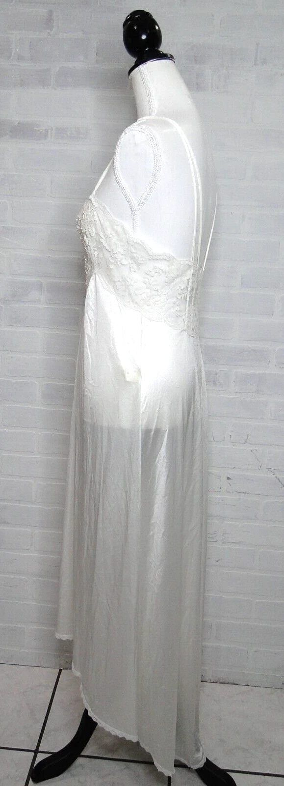 UNDERCOVER Abito lungo vintage Victoria's Secret perle raso avorio abito da sposa slip pizzo S