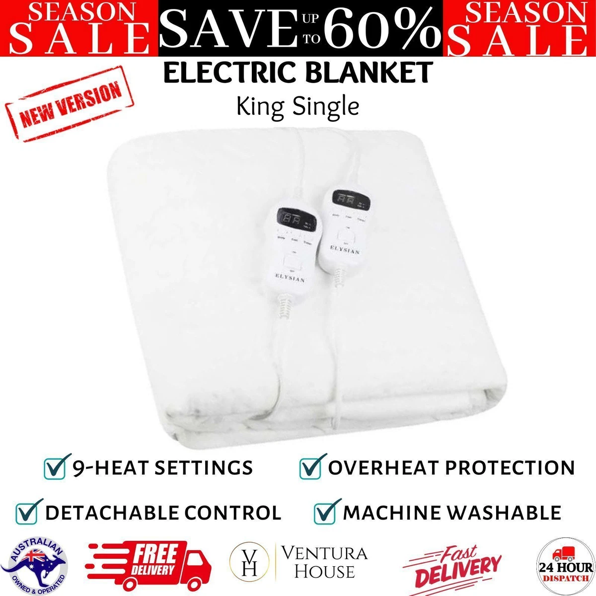 Multi-Zone Electric Heated Blanket Fully Fitted 9 Settings Elysian King  Single | eBay