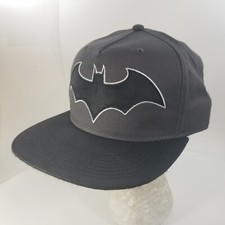 BATMAN Snapback Cap DC Comics Black Bat Logo Hat Adjustable Snap Baseball Wide