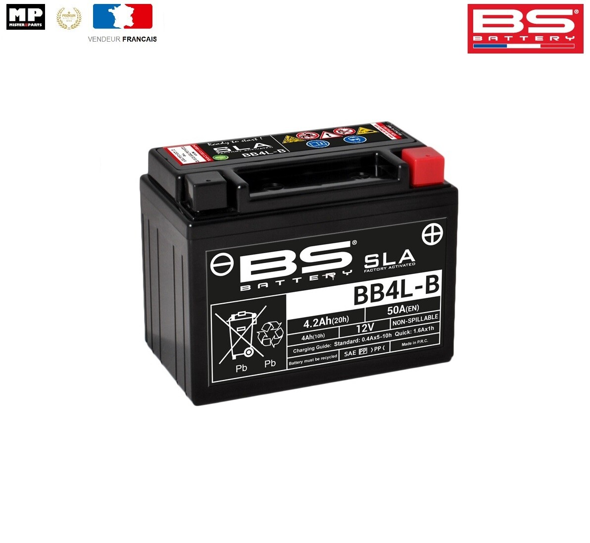 Batterie BS-Battery BS300665 SLA 12V 4.2Ah pour Aprilia Amico 50cc