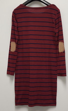 Loveappella T Shirt Dress Knit Womens Large Elbow Patch Striped Made in USA