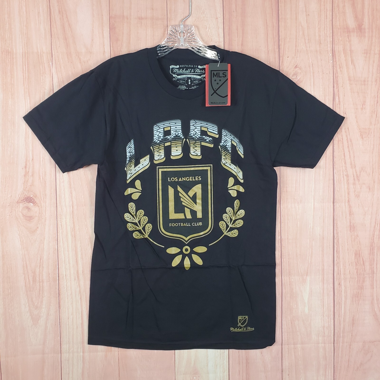 Mitchell & Ness Mens T-Shirt Small Black 100% Cotton Short Sleeve Los Angeles FC