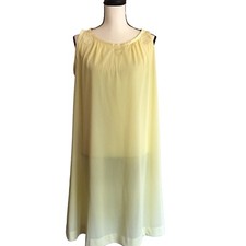 VTG Gossard Artemis Yellow Nylon Satin Trim Nightgown Swing Nightie S USA Made
