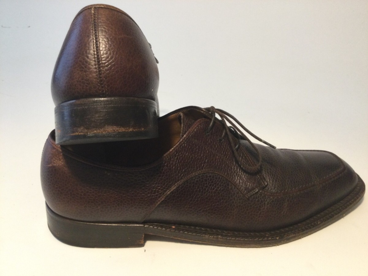 Salvatore Ferragamo Brown Pebble Leather Lace Up Sleek Square Oxfords Shoes FERRAGAMO Suede Lace-Up Derby Shoes | Saks Fifth Avenue main image 4