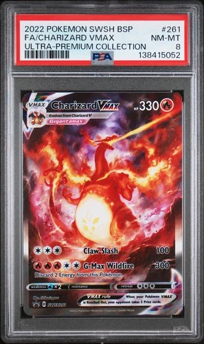 2022 POKEMON SWSH BLACK STAR PROMO #261 FULL ART/CHARIZARD VMAX PSA 8