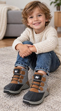Sorel Out N About Classic Boots Kids Size 2 Gray Brown Waterproof Duck Boots NEW