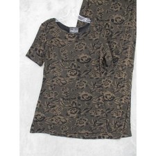 Carole Little Skirt Set Womens 6 Floral Stretch Slinky Knit Travel Office Black