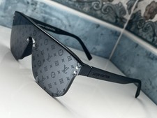 Louis Vuitton Monogram Shield Sunglasses UV400 Unisex Black Luxury Shades