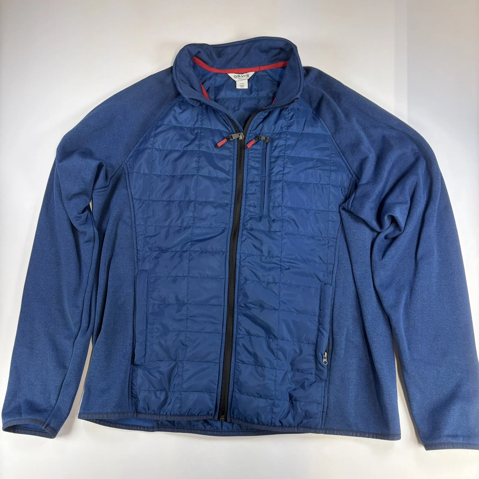 Orvis Mens Quilted Jacket Full Zip Outdoor Lightweight blue Casual Large