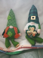 St.Patricks Day Plush Gnome Set Of Two Girl And Boy New