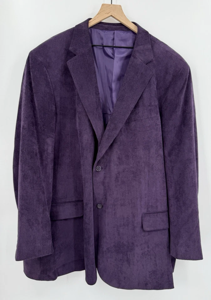 Corduroy Sport Coat Mens 58 Purple Blazer Jacket Two Button Holiday Colorful - Image 2 of 4