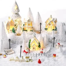 43 Pcs Christmas Village Set LED Lighted Christmas Village Houses Accessories...