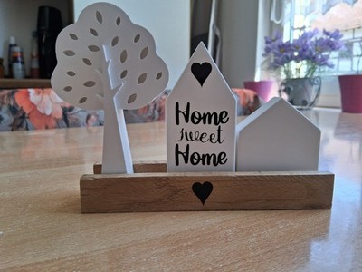 Deko mit Schriftzug ''Home sweet Home'', weiß, 17x13cm, Nr. 866