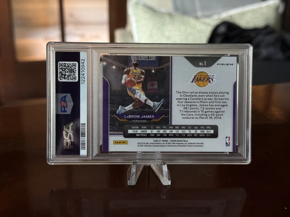LEBRON JAMES 2020-21 Panini Prizm #1 Red Ice PSA 9 Mint KOBE TRIBUTE Lakers 🔥 - Image 2 of 2
