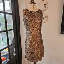 Metallic sequin minidress with jewelled neckline