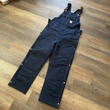 NWT Carhartt Firm Duck Insulated Bob Overalls Men  s Sz M Navy Blue Workwear