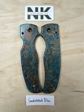 Nodak Custom “Smokestack Blue” Shipwreck Copper Spyderco Shaman Handle Scales