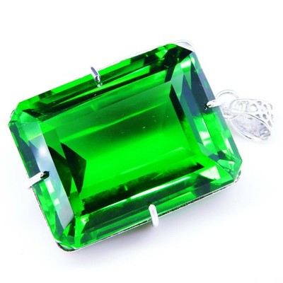 Natural Green Topaz Pendant 209.75 Ct Radiant Cut Certified Gemstone