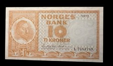 Norway 10 Kroner 1972 AU