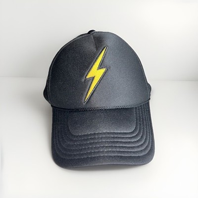 Aviator Nation Lighting Bolt Black Trucker Hat One size athleisure cozy Aviator Nation Lightning Bolt Trucker Hat Cap Black Snapback  main image 3