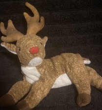 Ty Beanie Babies Roxie Reindeer Red Nose Stuffed Animal Plush Used Condition