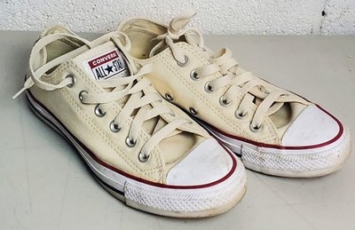 Converse All Star Low Top Shoes Chuck Taylor W6/M4.5 Cream Retro Chucks Sneakers