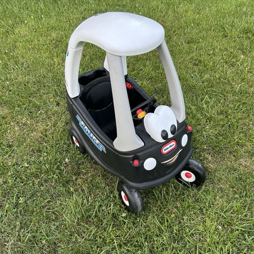 Rare Little Tikes Ride On Cozy Coupe 911 Police Patrol Car Black White USA Made