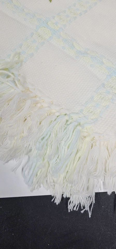 Vintage Harrods Baby Blanket Acrylic Embroidered Knit Floral 34x34" Italy - Image 2 of 4