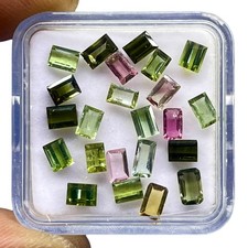 23 Pcs Natural Multi Tourmaline 4-5mm Baguette Cut Loose Untreated Gemstones Lot