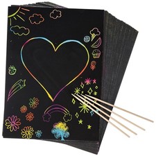 Rainbow Scratch Art Kit - 50 Full Sheets  Wooden Styluses Perfect for Kids