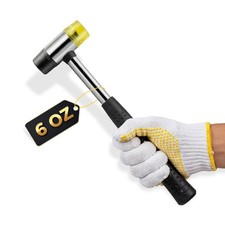 25mm Double Faced Rubber Mallet Hammer Soft Black Silver Tool