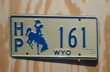 1975 Wyoming HIGHWAY PATROL License Plate - STATE POLICE TROOPER