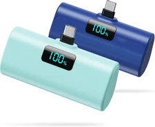 2Pack Portable Charger 5200mAh USB C Power Bank for iPhone 16 15