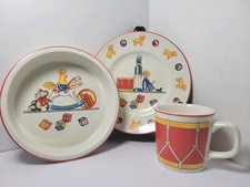 Vintage 1992 Tiffany Toys by Tiffany  Co Ceramic Child Plate Bowl Cup Set NWOB