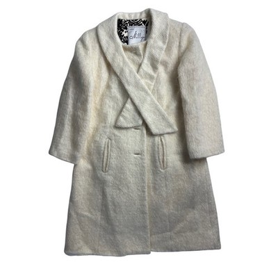 Milly of New York Cream Mohair Wool Blend Shawl Collar Coat Lining Sz 6