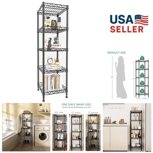 Compact 5-Tier Wire Shelf Display Rack - Adjustable & Freestanding ...