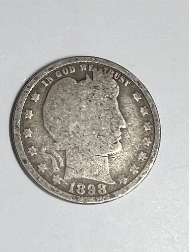1898 Barber Quarter 25C Silver U.S. Coin (Philadelphia)