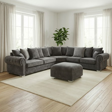 Verona 5 Seater Corner Sofa Couch Chaise Velvet Fabric Longue SETTEE Loveseat