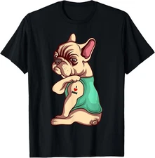 French Bulldog Dog I Love Mom Tattoo Lover  funny Gift Unisex T-Shirt